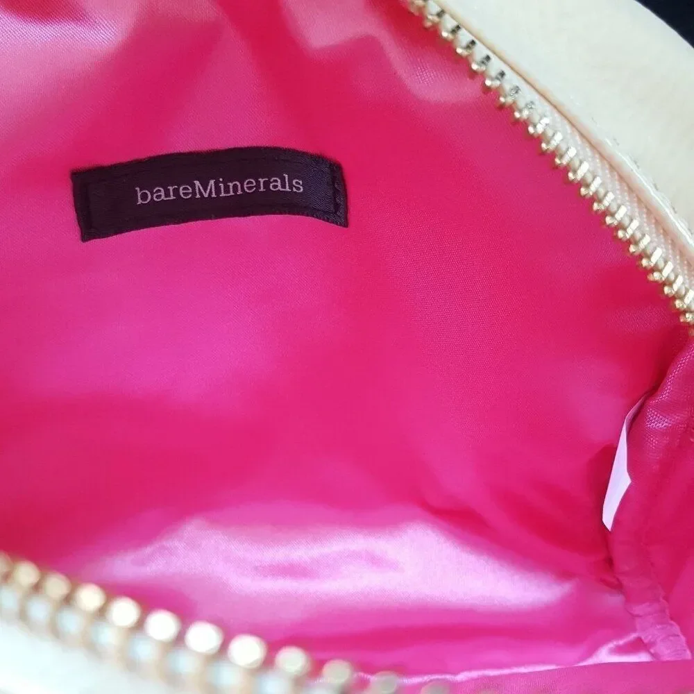 Bare Minerals Womens Yellow Make Up Bag Pink Interior Zipper Small